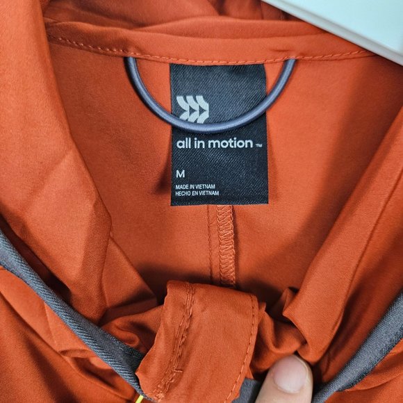 All In Motion Men Jacket Size Medium Lightweight Water Repellent Rust/Orange Zip - Picture 7 of 10